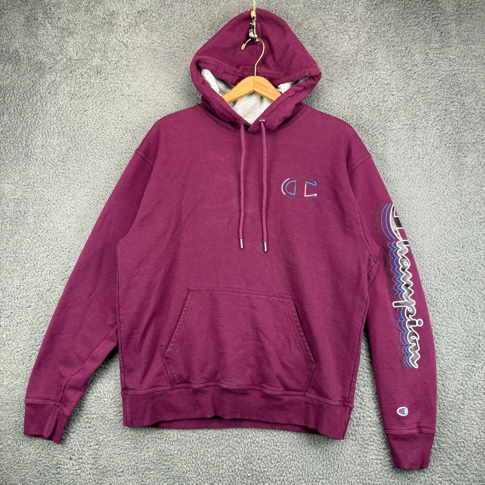 Champion Mens Maroon Graphic Sleeve Logo Hoodie Sweatshirt Large AW965E‎